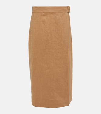 Buckle linen-blend wrap skirt | Vince