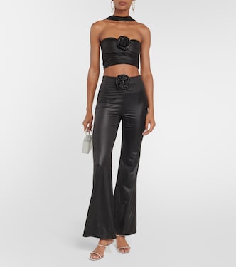 Floral-appliqué strapless crop top | Rotate