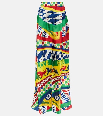 Pantalon ample Carretto à taille haute en soie  | Dolce&Gabbana