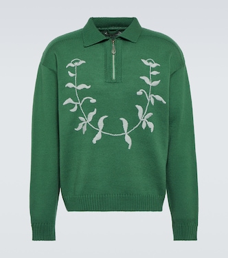 Embroidered wool polo sweater | Bode