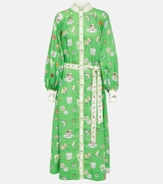Vestido midi de lino estampado | Alémais