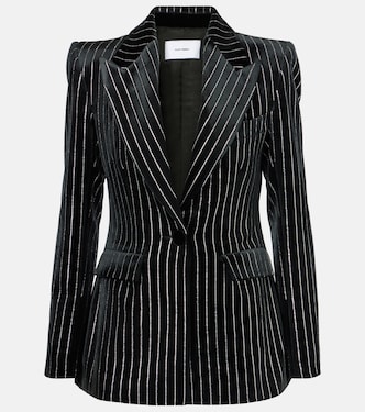 Blazer gessato in velluto con cristalli | Alex Perry