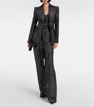 Blazer gessato in velluto con cristalli | Alex Perry