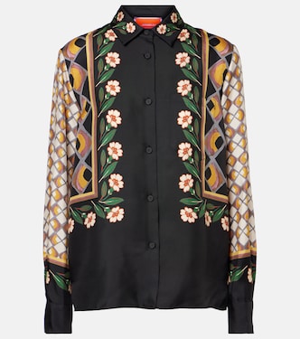 Camicia Boy in twill di seta con stampa | La DoubleJ