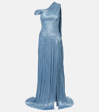 Draped pleated silk chiffon gown | Marmar Halim