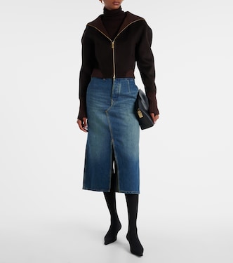 Asymmetric denim midi skirt | Victoria Beckham