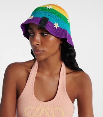 Cappello da pescatore Daisy in misto cotone con perline | Loewe