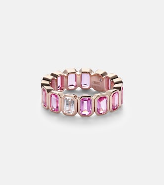 18kt rose gold ring with pink sapphires and diamond | Shay Jewelry