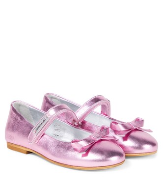 Metallic leather ballet flats | Monnalisa