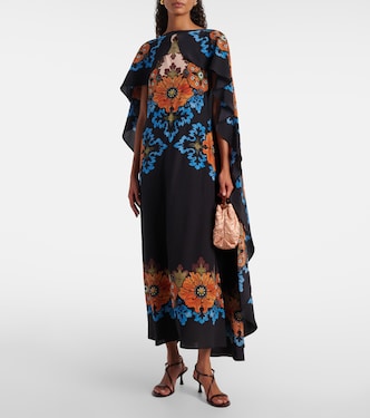 Magic caped floral silk maxi dress | La DoubleJ