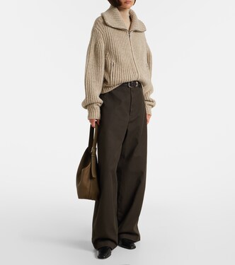 High-rise cotton twill wide-leg pants | Lemaire