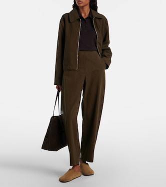 Chloe high-rise cotton canvas barrel-leg pants | Leset