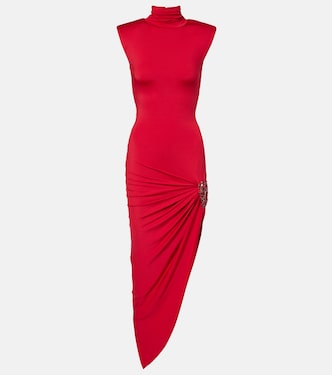 Asymmetric embellished midi dress | Area