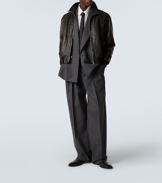 Low-rise wool chiné wide-leg pants | Saint Laurent