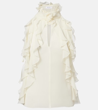 Ruffled cutout silk georgette top | McQueen