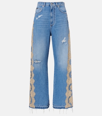 Lace-trimmed wide-leg jeans | Dolce&Gabbana