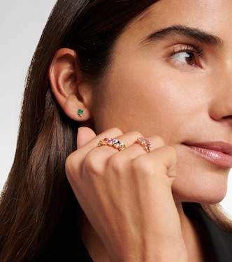 Fireworks 18kt gold earrings with emeralds and diamonds | Suzanne Kalan