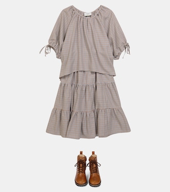 Houndstooth cotton and wool skirt | Paade Mode
