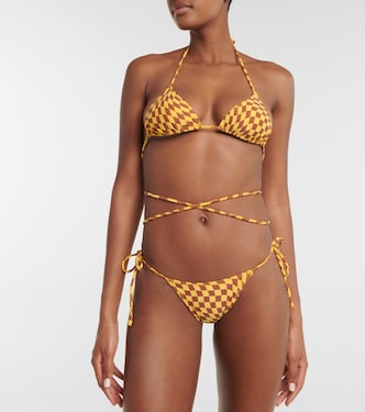 Praia checked self-tie bikini bottoms | Tropic of C