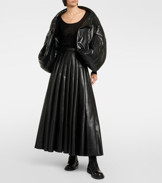 Pleated faux leather midi skirt | Junya Watanabe