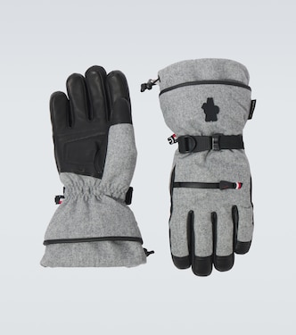 Leather-trimmed virgin wool ski gloves | Moncler Grenoble
