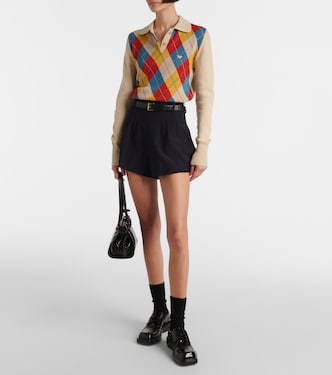 Argyle intarsia wool polo sweater | Prada