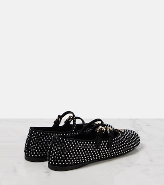Ballerinas aus Veloursleder mit Kristallen | Prada