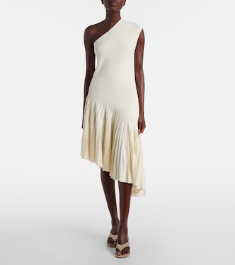 Abito midi asimmetrico in crêpe a righe | Alaïa