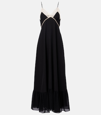 Lace-trimmed silk chiffon midi dress | Chloé