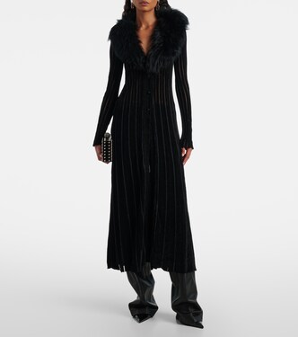 Maxikleid mit Shearling | Blumarine