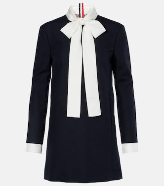 Vestido corto de lana virgen con seda | Thom Browne