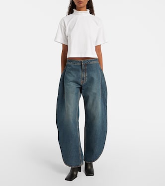 Cropped cotton jersey turtleneck top | Alaïa