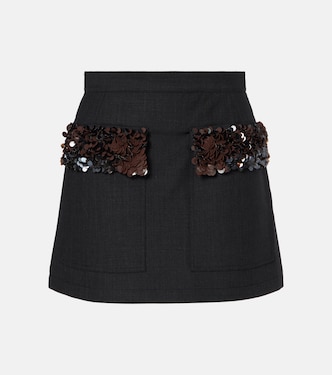 Sequined wool-blend miniskirt | Plan C
