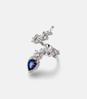 Reign Supreme 18kt white gold ring with diamonds and sapphire | Yeprem
