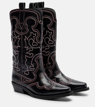 Mid Shaft embroidered cowboy boots | Ganni