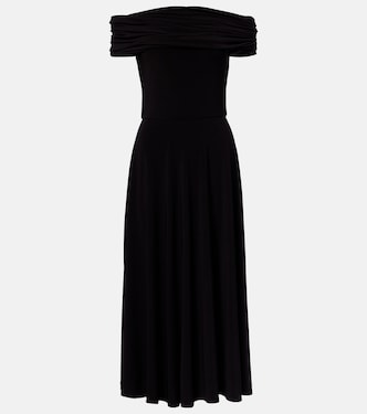 Draped off-shoulder midi dress | Norma Kamali
