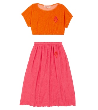 Cotton-blend terry top and skirt set | The Animals Observatory