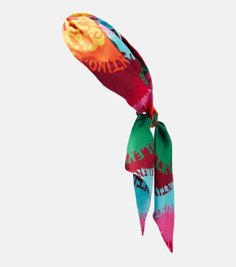 Fascia per capelli in seta e cotone con stampa | Valentino