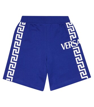 Shorts in cotone con stampa Greca | Versace Kids