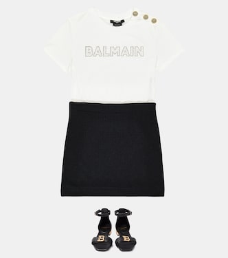 Abito in jersey di cotone con logo | Balmain Kids