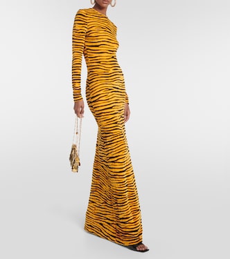 Tiger-print velvet maxi dress | Rabanne