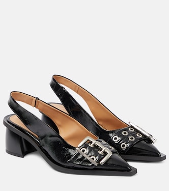 Faux leather slingback pumps | Ganni
