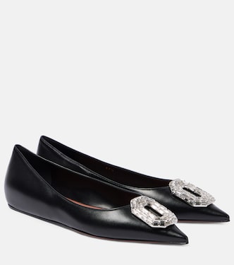 Verzierte Ballerinas Camelia aus Leder | Amina Muaddi
