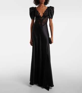 Vestido de fiesta de charmeuse de seda con encaje | Rodarte