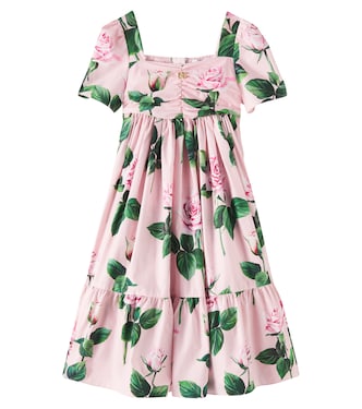 Bedrucktes Kleid aus Baumwollpopeline | Dolce&Gabbana Kids