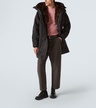 Gerade Hose aus Baumwolle mit Leder | Prada