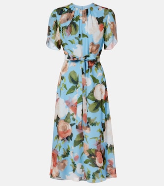 Floral silk voile midi dress | Erdem
