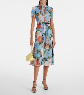 Floral silk voile midi dress | Erdem