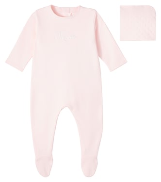 Baby logo cotton onesie and blanket set | Chloé Kids