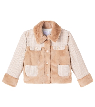 Faux fur-trimmed tweed jacket | Patachou